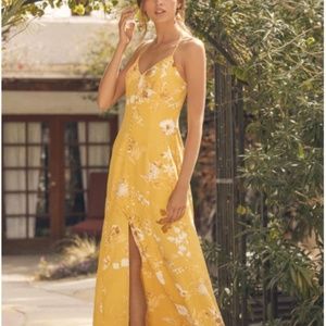 Lulu's Crista Yellow Print Button-Front Maxi Dress (XS)